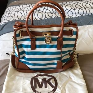 Michael Kors Hamilton Striped Canvas Tote